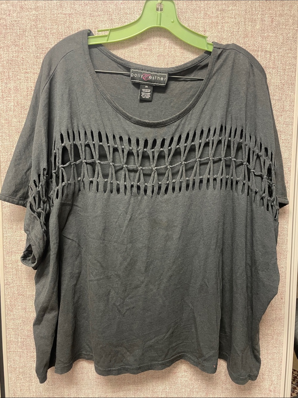Dark charcoal gray cut out shirt